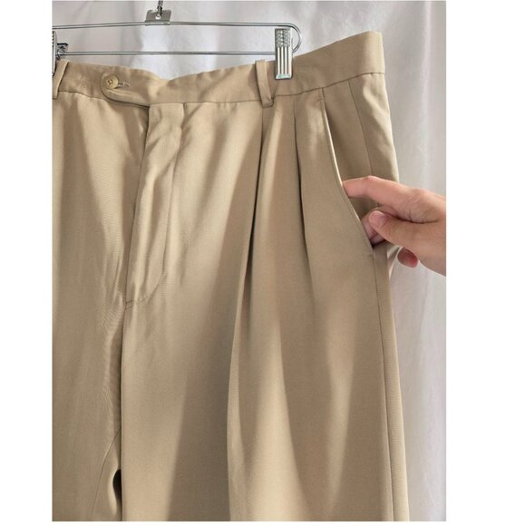Riviera Sport Dress Pants Mens 35 x 30.5 Beige Double pleated Made in Canada - Picture 4 of 9